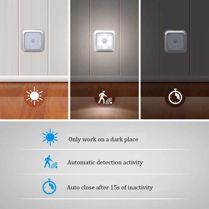 Đèn ngủ Vuông LED cảm biến ánh sáng tiết kiệm điện