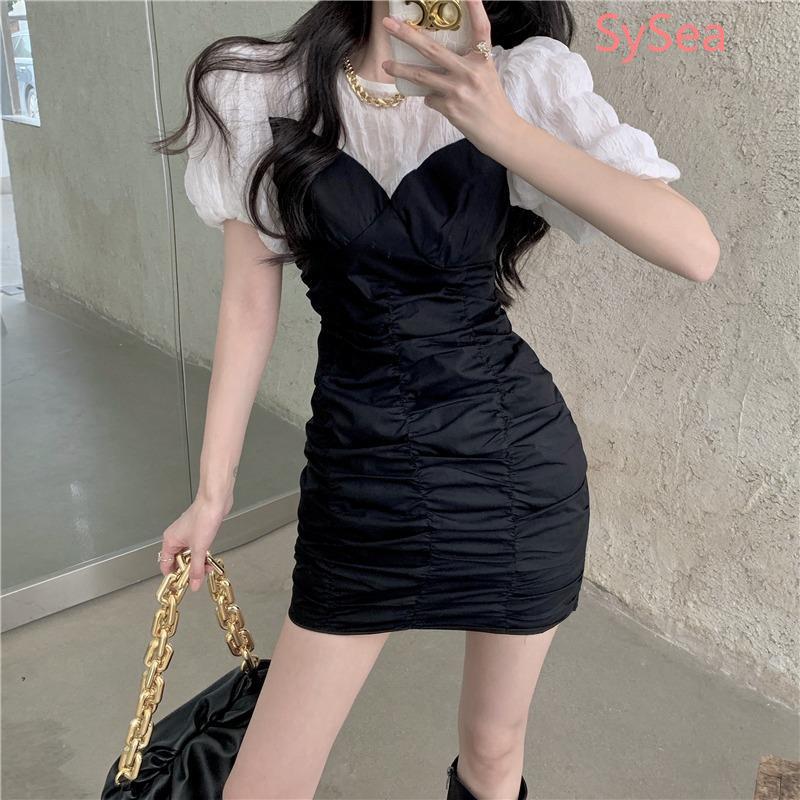 Đầm tay phồng phong cách retro Pháp thanh lịch cho nữ