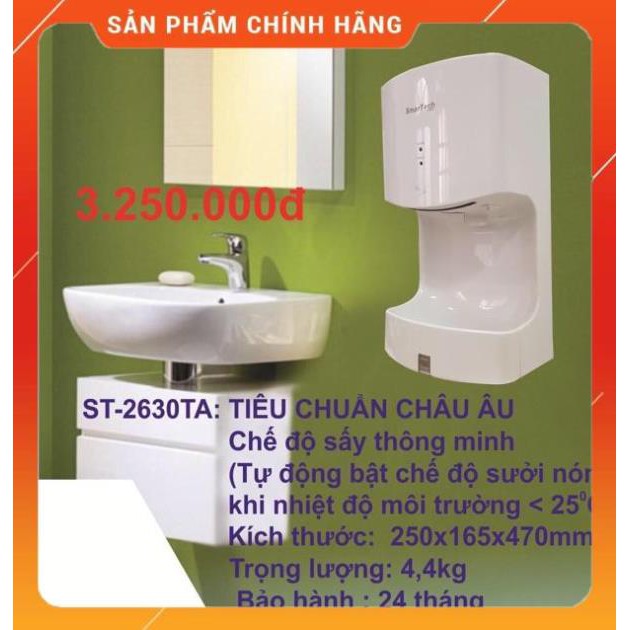 (SALE) Máy sấy tay tự động cao cấp Smartech ST-2630TA 2 chế độ nóng lạnh, máy hong khô tay, sấy tay- 2 năm bảo hành