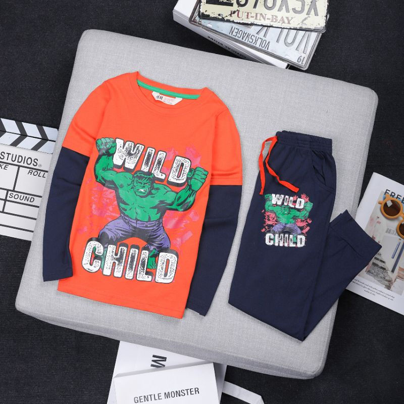 Bộ cotton nối tay cho bé trai 2-7t