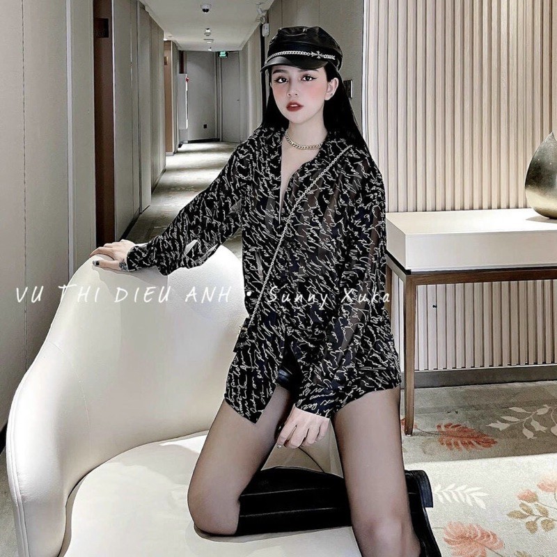 Áo sơ mi chữ voan mỏng giấu quần hot 2021( ảnh thật)