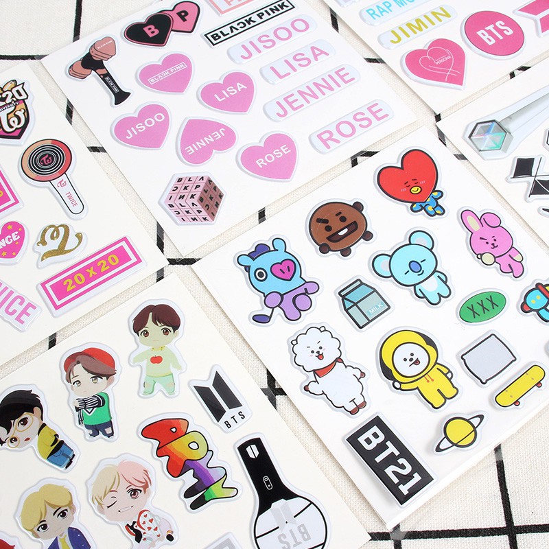Giấy dán trang trí hình BTS/EXO/Blackpink hoạt hình | BigBuy360 - bigbuy360.vn