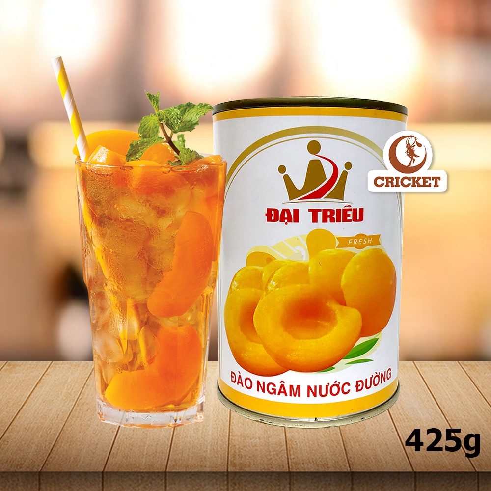 Đào Tươi Ngâm Nước Đường Giòn Ngọt Đại Triều - Hộp nhỏ 425g - Nguyên liệu làm trà đào, trà trái cây ngon