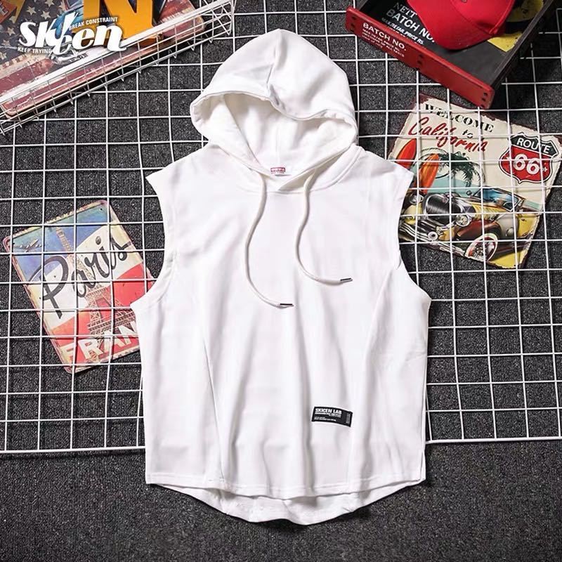 Áo Hoodie Sát Nách Vải Cotton Thiết Kế Trẻ Trung Cho Nam