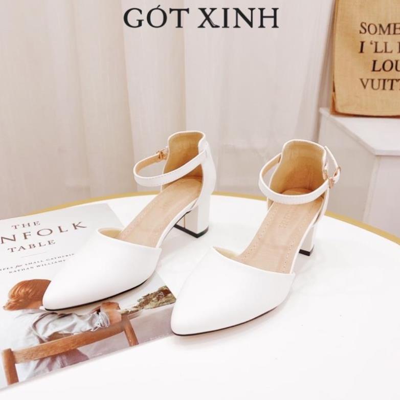 Giày cao gót GÓT XINH G6 da mềm gót vuông cao 5cm 💄 🎧️