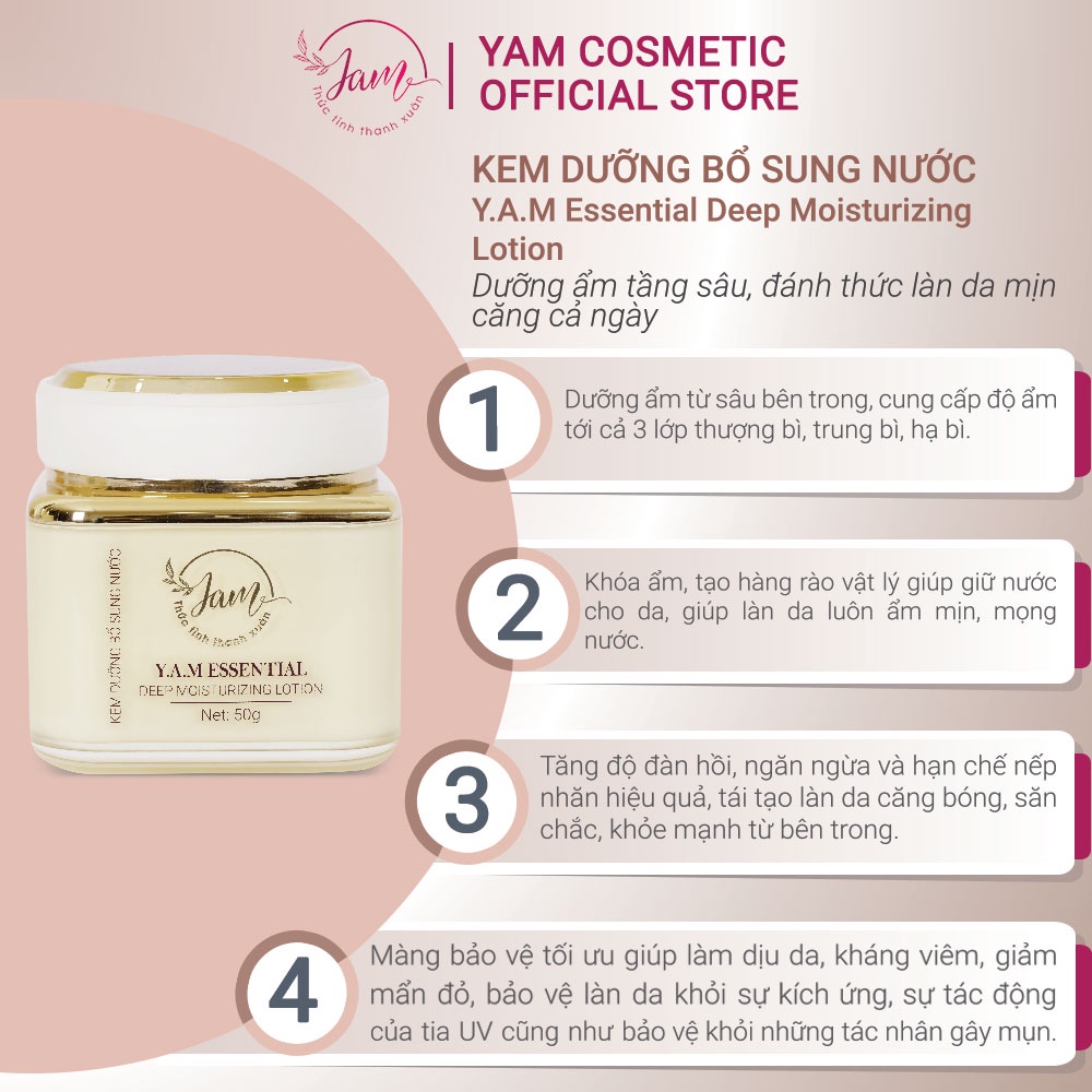 Kem Dưỡng Ẩm Bổ Sung Nước Yam Cosmetic Cấp Ẩm Dành Cho Da Khô 50g
