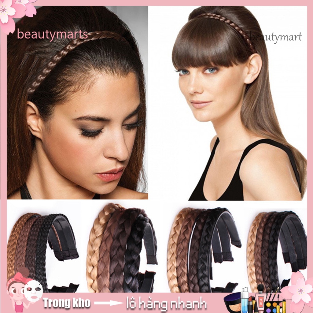 Băng Đô Cài Tóc Kiểu Thắt Bím Bằng Sợi Tổng Hợp Dài 1 / 1.5 / 1.8cm Thời Trang Cho Nữ