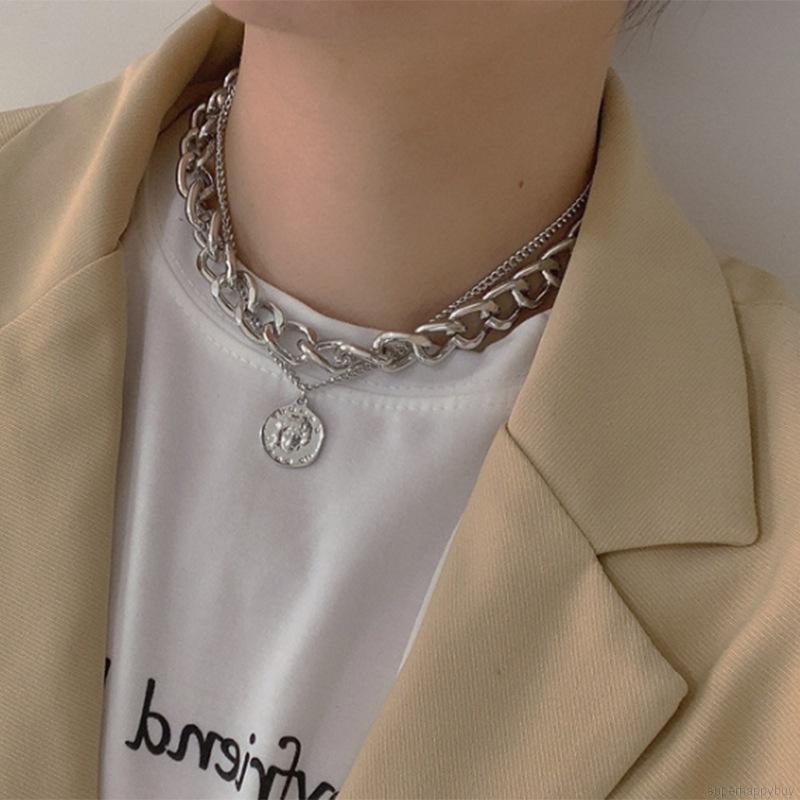 Dây chuyền hai lớp phong cách Hip Hop cổ điển hợp thời trang dày dặn