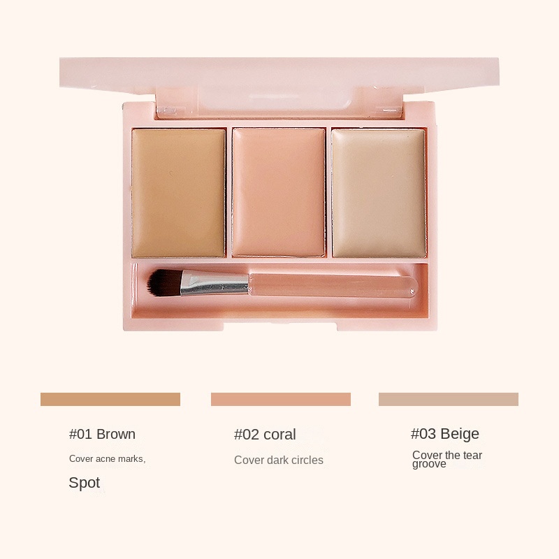 Kem Che Khuyết Điểm Ba Màu Mềm Mịn Như Lụa Giúp Dưỡng Ẩm Làm Sáng Da Và Che Khuyết Điểm Dễ Mang Theo