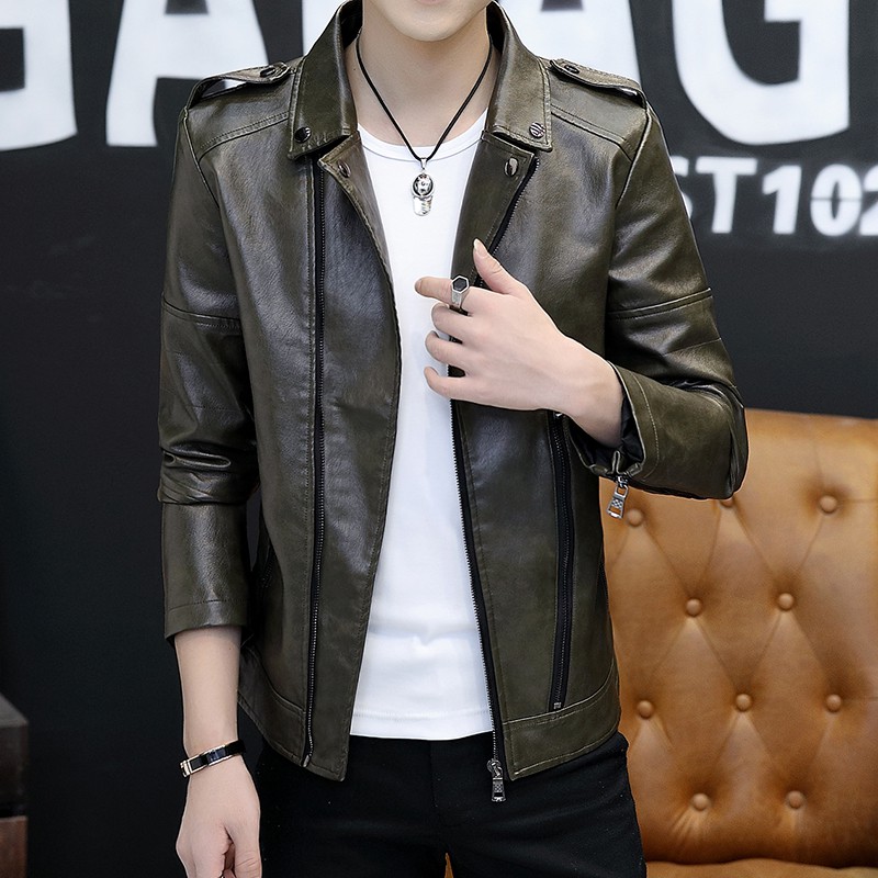 Áo khoác bomber chất liệu da thời trang nam tính