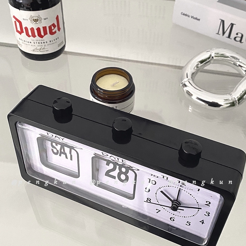 Ins Đồng Hồ Báo Thức Kỹ Thuật Số Hình Vuông Dạng Lịch Xoay Được Màu Đen Sáng Tạo Dễ Phối Đồ Hướng dẫn sử dụng Flip Lịch Đồng hồ báo thức Đồng hồ kỹ thuật số Lịch Đồng hồ Ghế Quảng trường Sáng tạo ins Gió