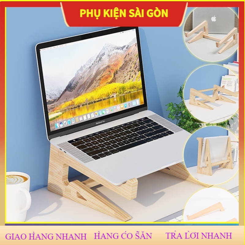 SHIP NHANH Giá đỡ laptop bằng gỗ hỗ trợ tản nhiệt tự nhiên