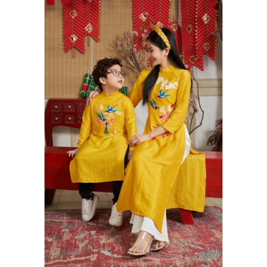 🥰 Sét áo dài cao cấp mẹ bé đẹp sang chảnh hàng thiết kế cao cấp. áo dài tết gia đình. mềm mại nhẹ nhàng
