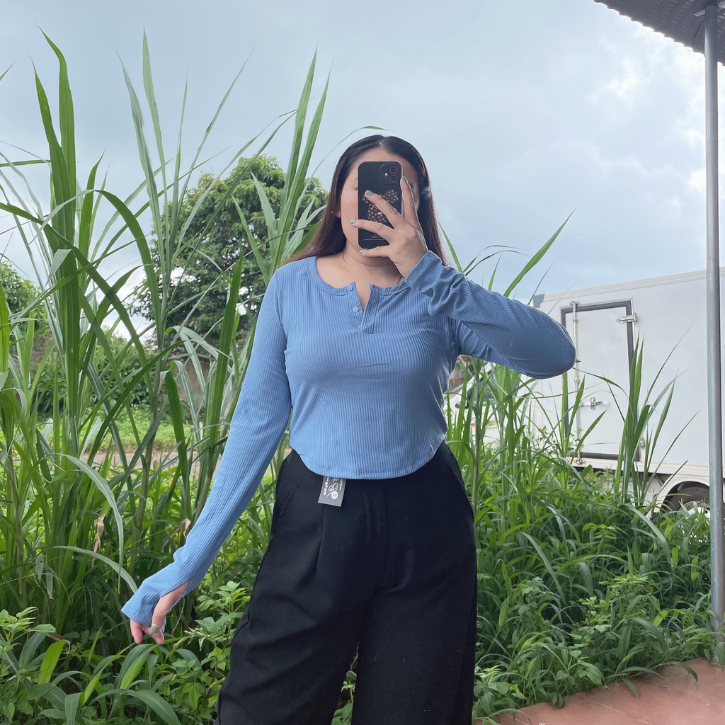 Áo Thun Tay Dài Bigsize Croptop Chất Gân Tăm Lên Phom Dễ Thương MÃ G11