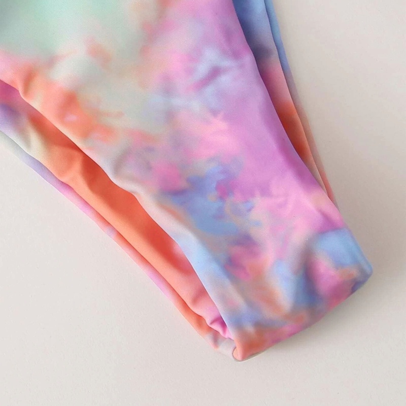 Bộ Đồ Bơi Bikini Hai Mảnh Mềm Mại Thắt Nút Phối Màu Nhuộm Quyến Rũ Cho Nữ