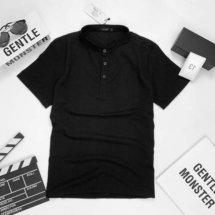 Áo Đũi Nam Cổ Tàu E-COL (48-85kg) Sợi tự nhiên Mát - Mềm - Nhẹ | BigBuy360 - bigbuy360.vn