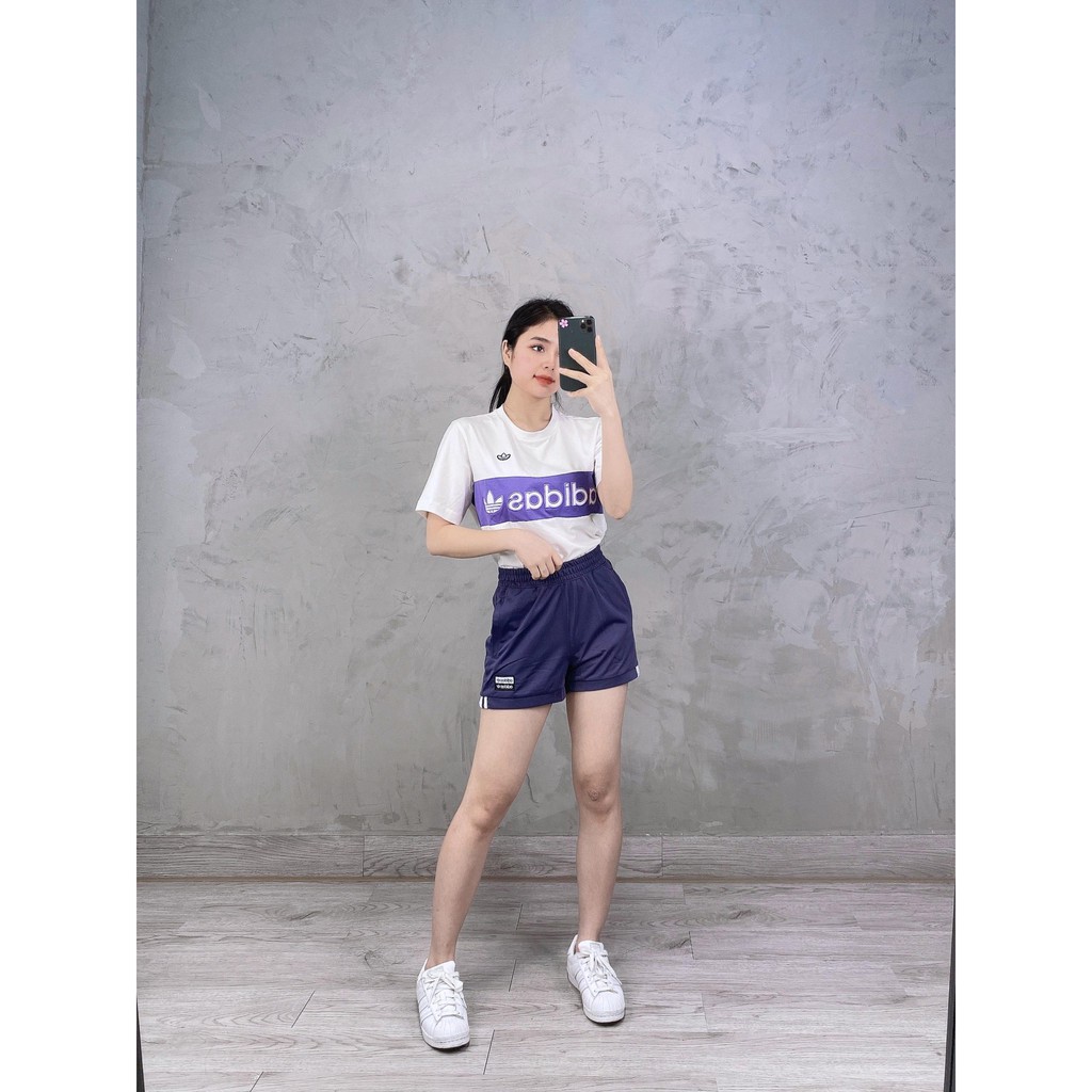 (HÀNG XUẤT XỊN) Áo das trắng pha tím 1689 SAMTAG COLOBLOCK TEE PURPLE Made in Cambodia full tag code  Size XS S M L