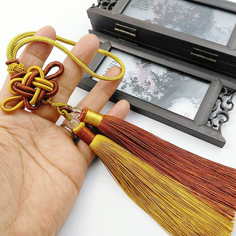 (Hai màu) Đồng tâm kết tua đôi hai màu móc treo kết cổ trang Trung Quốc móc khóa quà tặng trang trí ngày tết