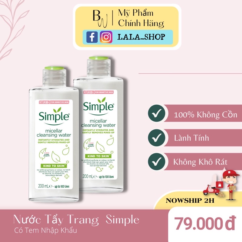 Nước Tẩy Trang Simple Micellar Cleansing Water 200ml