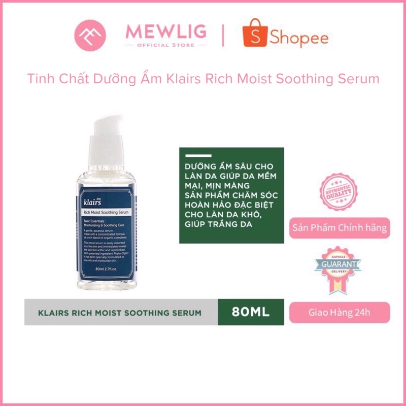 Tinh Chất Dưỡng Ẩm Klairs Rich Moist Soothing Serum