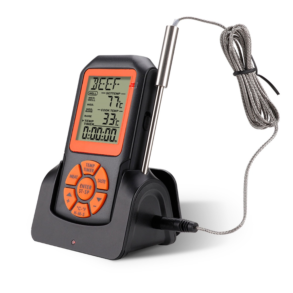 Wireless Meat Thermometer Battery Operated Waterproof Stainless Steel Probe Barbeque Temperature Meter Alarm Kitchen