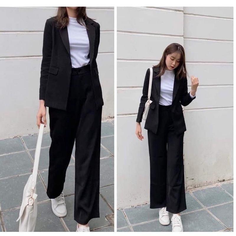 Quần vải ống suông, Quần ống rộng lưng cao culottes ống xuông dài