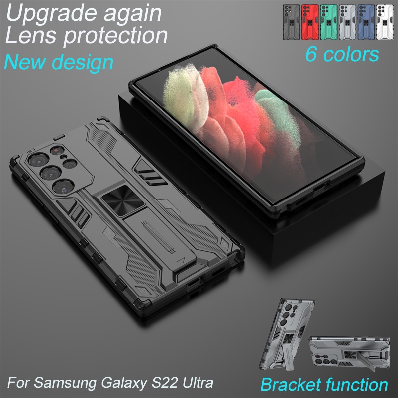 Ốp Điện Thoại Cứng Kiểu Giáp Kèm Giá Đỡ Chống Sốc Bảo Vệ Ống Kính Máy Ảnh Cho Samsung Galaxy S22 Ultra S22Ultra