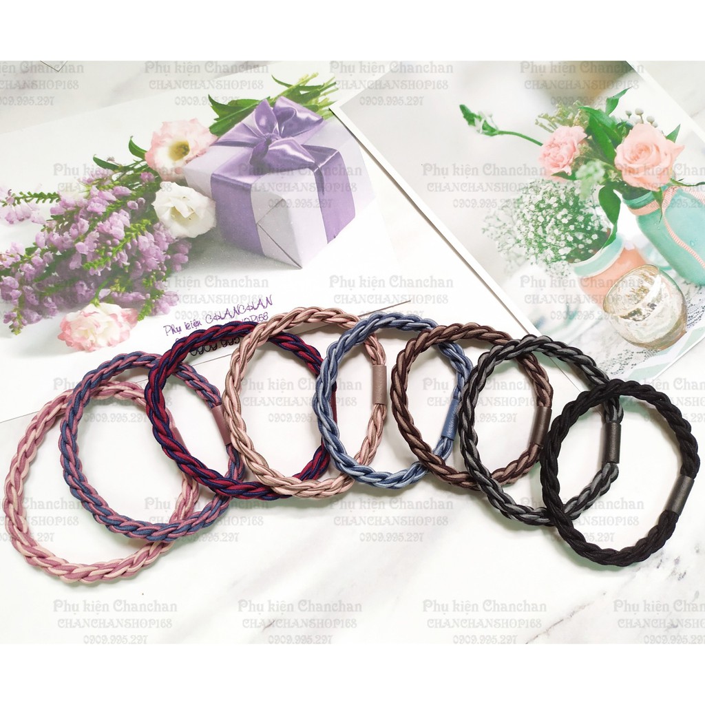 Cột tóc thắt bím xoắn 2 màu 6K