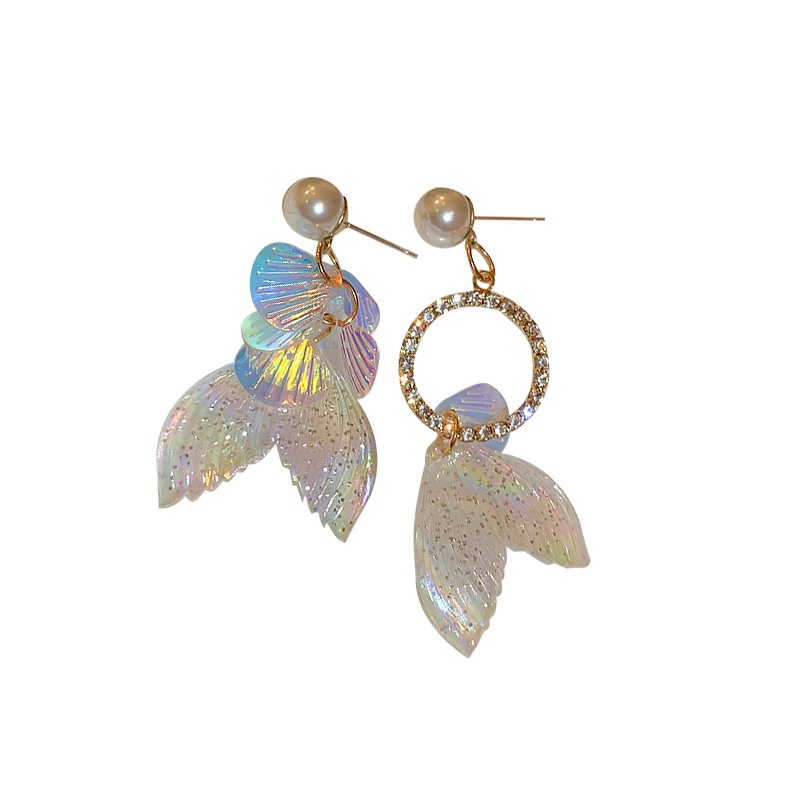 Bông Tai Mạ Bạc 925 Hình Đuôi Cá Đơn Giản Phong Cách Hàn Quốc Thời Trang