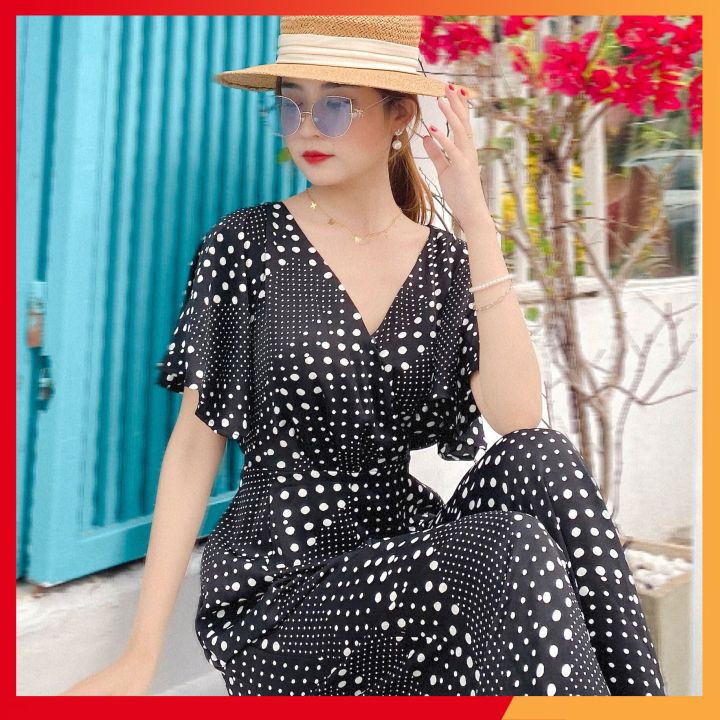 Jumpsuit tay cánh tiên⭐️𝗦𝗜𝗘̂𝗨 𝗦𝗔𝗡𝗚⭐️ nền màu nhẹ nhàng phối bi nhí siêu cưng, hàng Quảng châu cao cấp, đảm bảo y hình