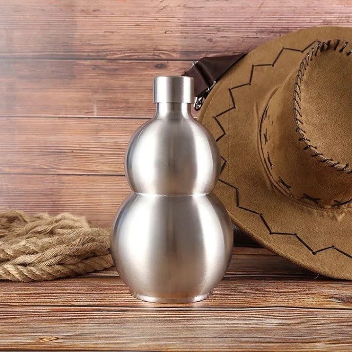 Bình hồ lô inox 2 lít có tặng kèm bao da