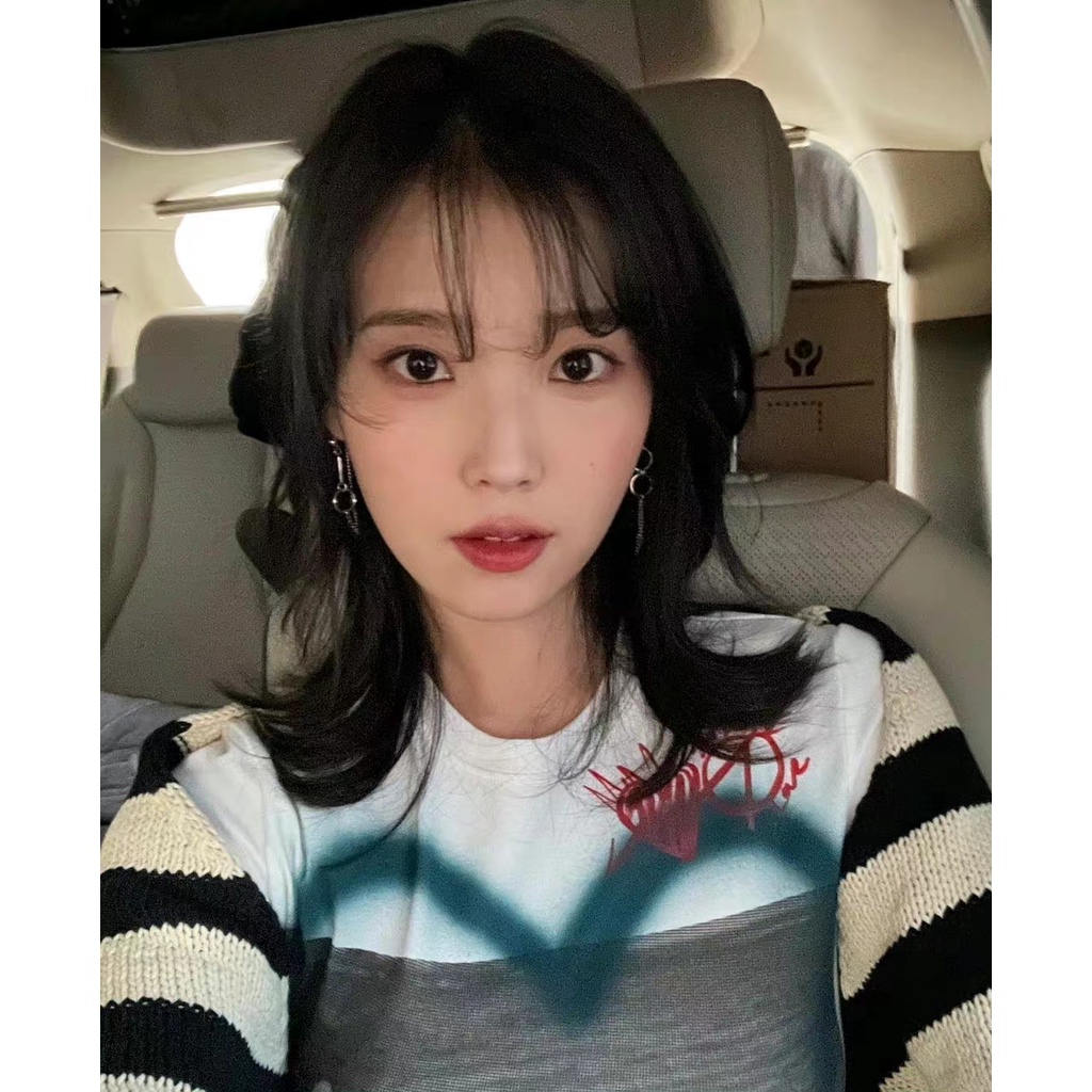 IU Áo Thun Tay Ngắn Dáng Ôm In Họa Tiết Trái Tim Thời Trang Mùa Hè Xinh Xắn Cho Nữ