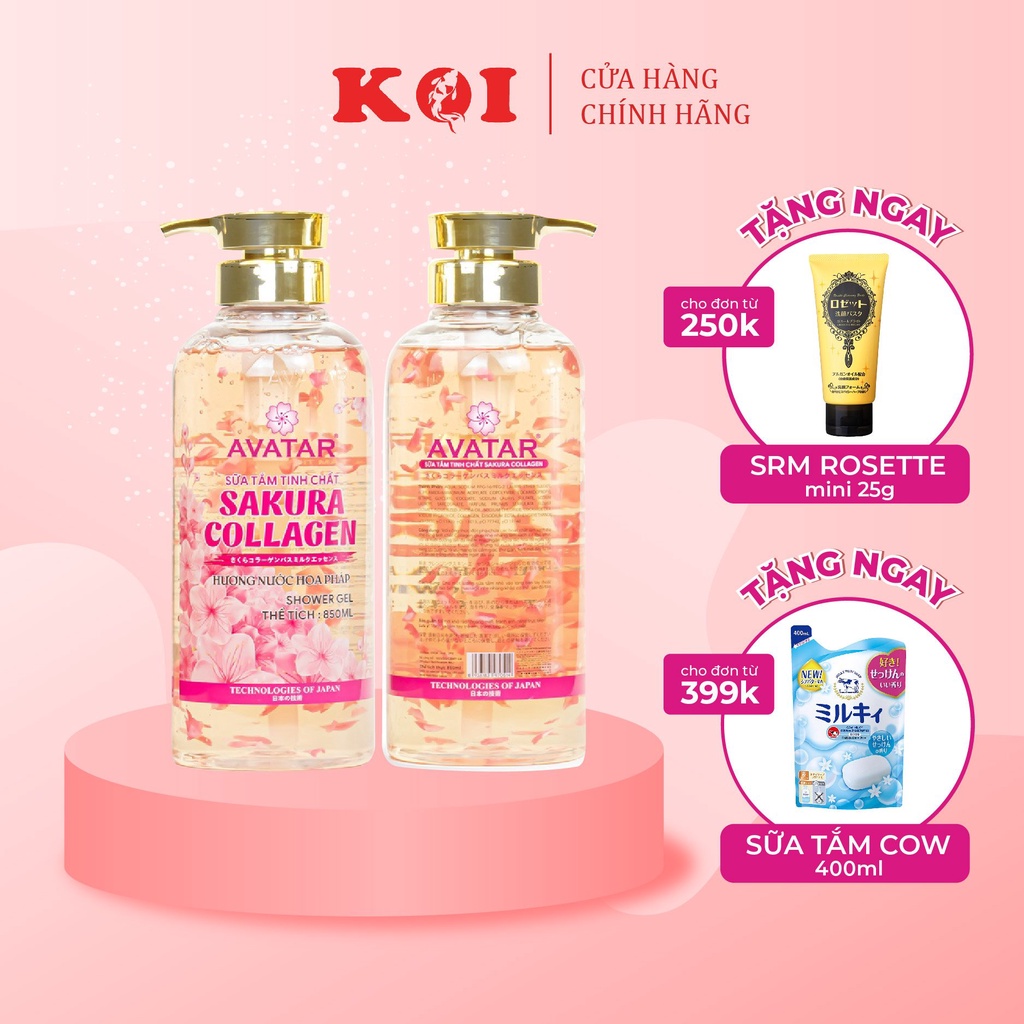 Sữa tắm nước hoa Avatar Sakura tinh chất Collagen cấp ẩm mịn da 850ml