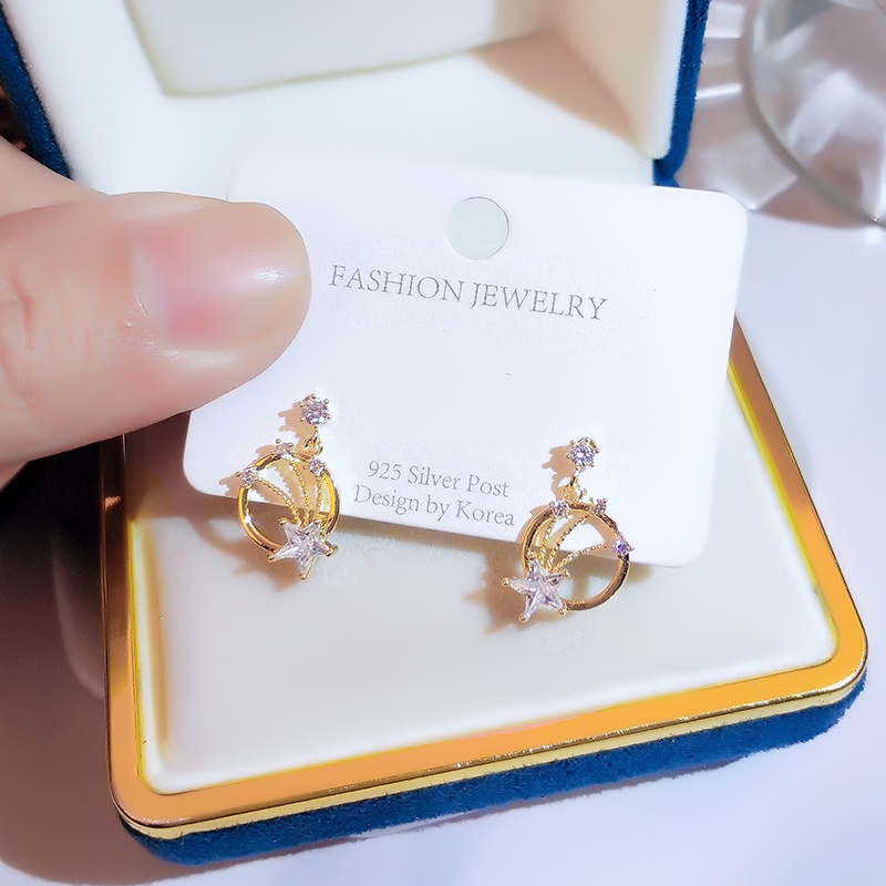 [Jiudolan] Bông Tai Bạc 925 Đính Đá Zircon Tinh Tế Hợp Thời Trang Dễ Phối Đồ Trang Sức Cho Nữ