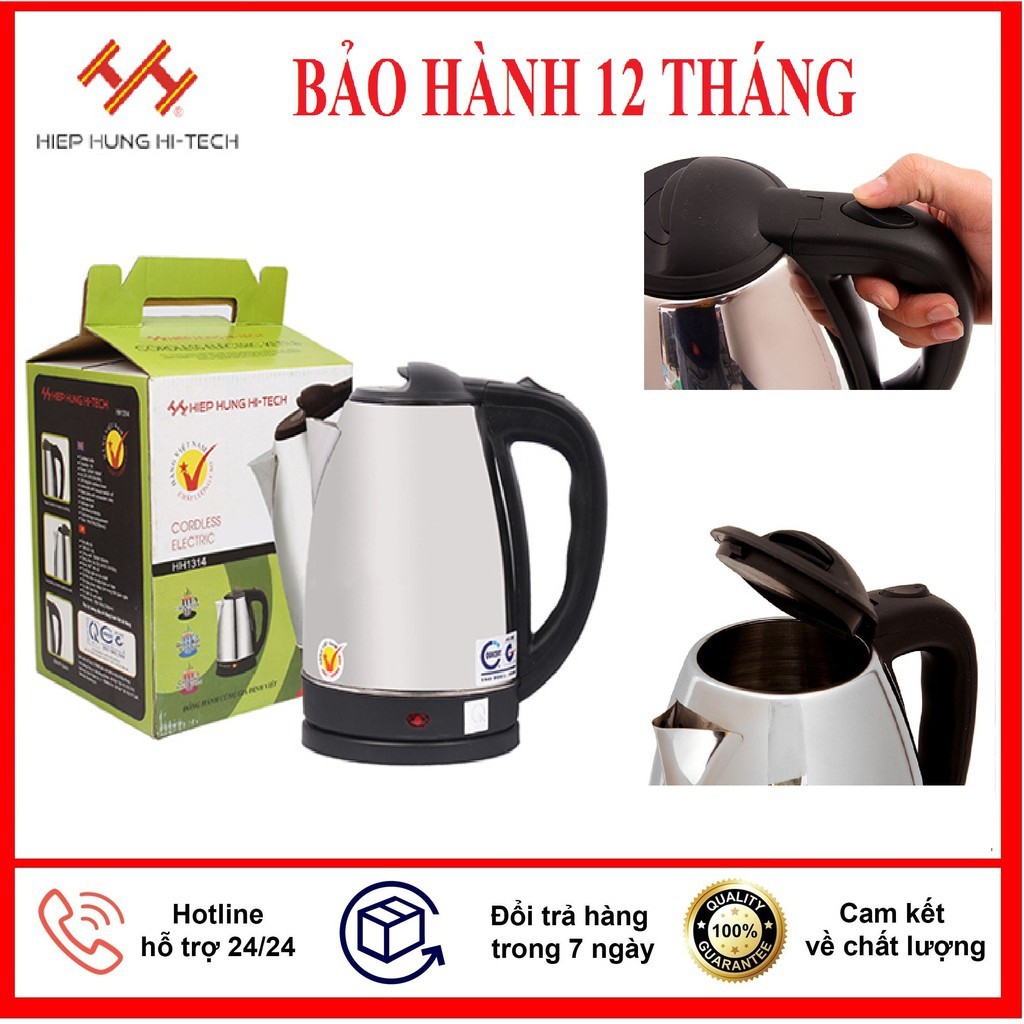 Ấm siêu tốc Inox 1.8L Hiệp H­ưng 1500W - Hàng chính hãng, bảo hành 12 tháng