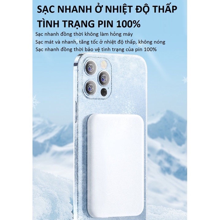 Sạc Dự Phòng Không Dây Từ Tính Hỗ Trợ Sạc Nhanh Pin 10000mah Mini Nhỏ Gọn Cao Cấp Hỗ Trợ Cho Cho Điện Thoại Smartphone