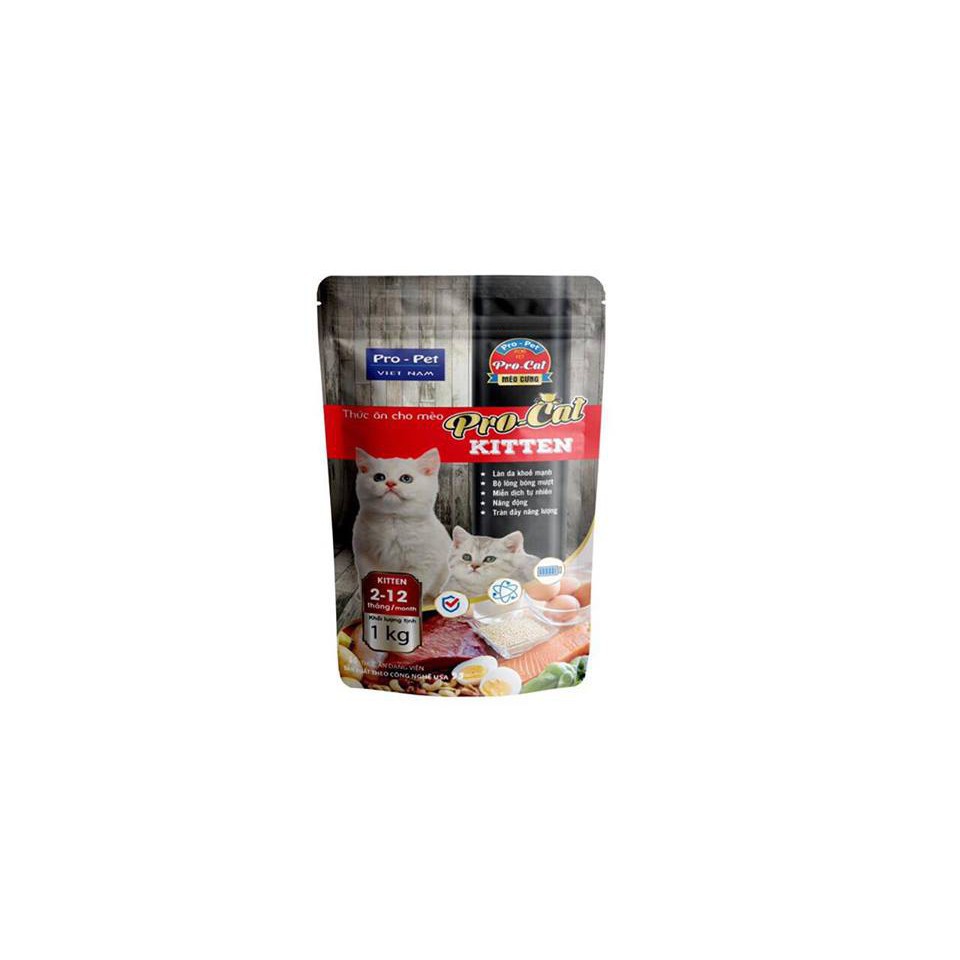 THỨC ĂN HẠT CHO MÈO CON Pro-Cat Kitten Túi 1kg Xuất xứ Pro-Pet Việt Nam