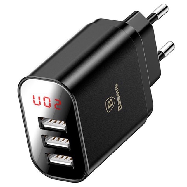 ✅CHÍNH HÃNG✅Cốc sạc/Củ Sạc nhanh BASEUS mini 3 cổng USB 10.5W 5V 2.4A cho iPhone 11 Pro X 8 7 Plus Xs Max Samsung Xiaomi