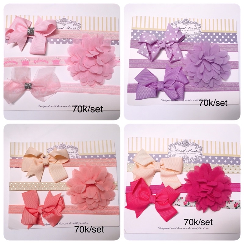 Set 3 băng đô hoa dễ thương cho bé sơ sinh