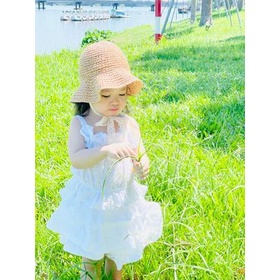 Set áo hai dây kèm quần váy 3 tầng ren lỗ MiniCloset made in Korea thoáng mát cho bé gái 1 2 3 4 5 6 7 tuổi Hàn Quốc