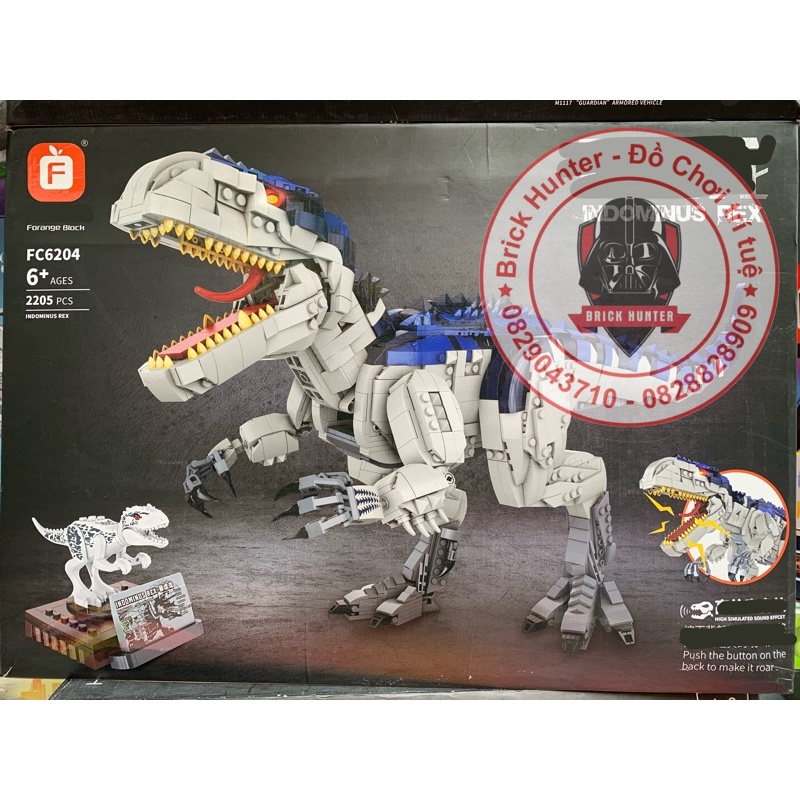 FC 6204 Jurassic Park Dinosaur Indominus Rex mô hình lắp ráp khủng long sát thủ có thể phát ra âm thanh