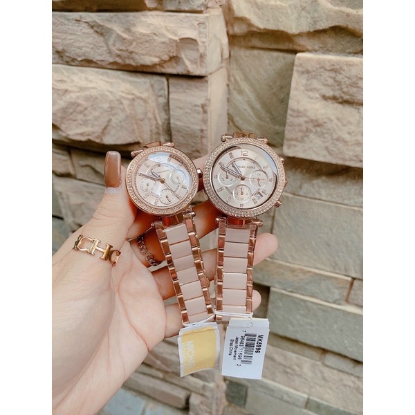 Đồng hồ inox nữ phối acetate Michael Kors MK5996 size 38mm, MK6110 size 33mm