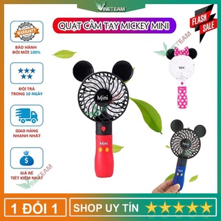 Quạt mini cầm tay ✔Quạt Tích Điện Mini Cầm Tay Mickey 3 tốc độ gió siêu mát -dc4139