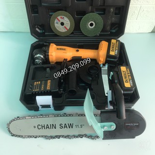 Máy mài pin dewalt 118v, 2 pin 10 cell, không chổi than, kèm 1 đá cắt, đá mài, bộ lưỡi cưa gỗ