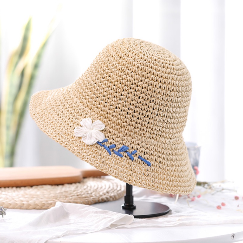Nón Vành Đan Cói Họa Tiết Hoa Cúc Thời Trang Hàn Quốc Cho Nữ