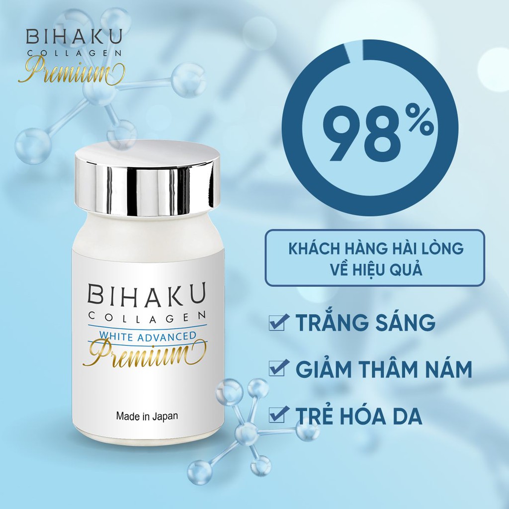 Viên uống trắng da nano collagen Nhật Bản Bihaku Collagen Premium 30 viên