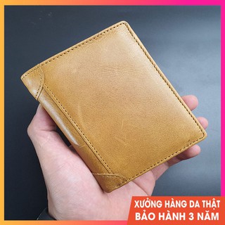 Ví đứng nam da bò màu Vàng/Nâu 18 ngăn tiện dụng (12x9.5cm) - WS101