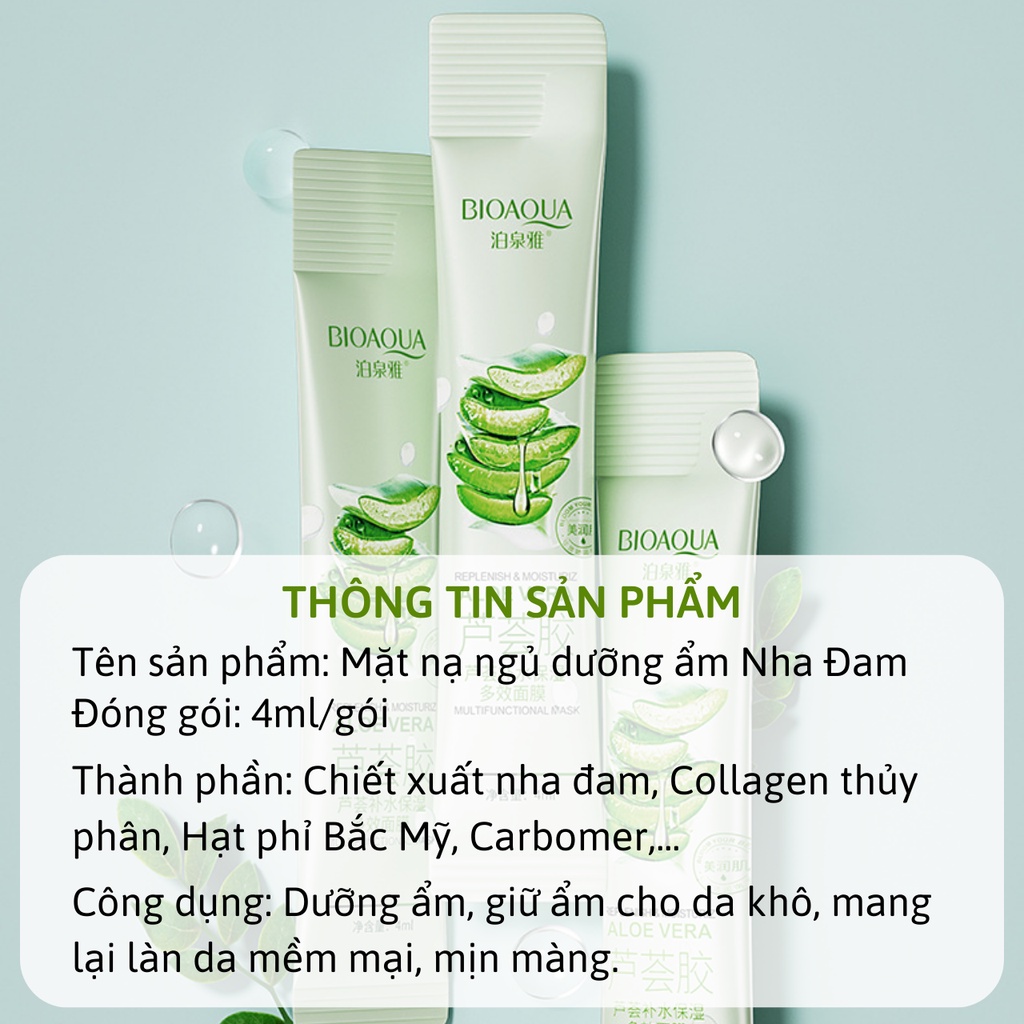 Mặt Nạ Ngủ Tinh Chất Nha Đam BIOAQUA 4ml Dưỡng Ẩm, Giữ Ẩm, chăm sóc da mặt, làm đẹp da