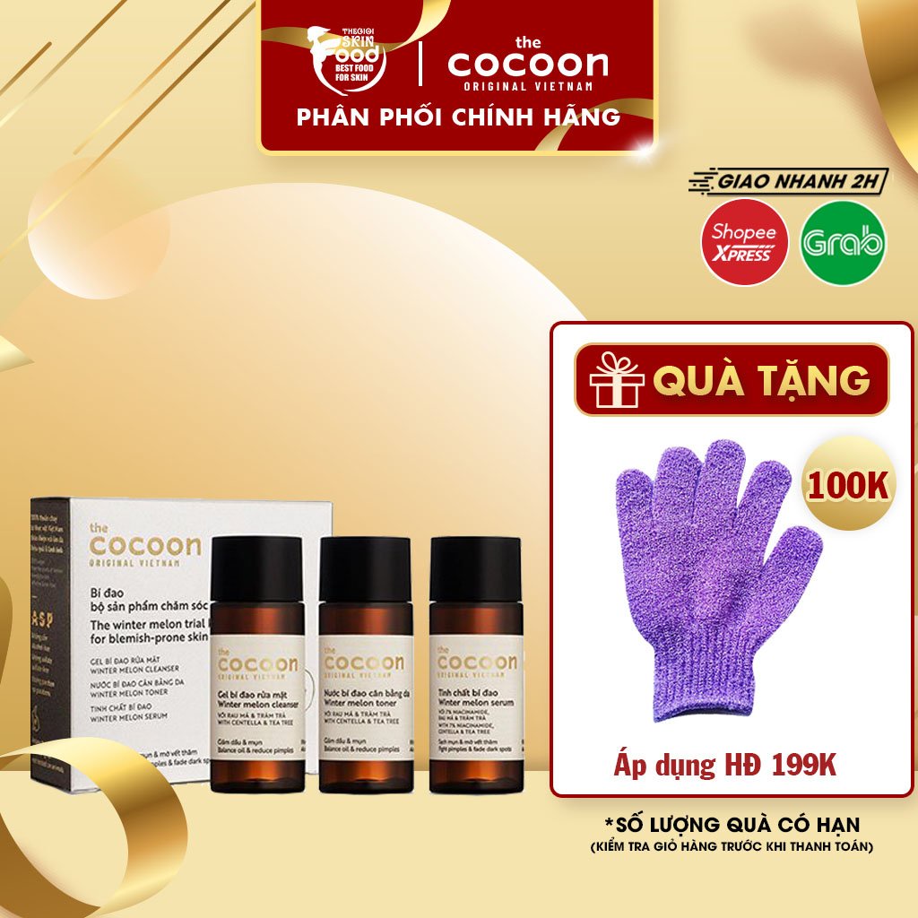 Bộ Dưỡng Chăm Sóc Da Mụn Chiết Xuất Bí Đao The Cocoon The Winter Melon Trial Kit For Blemish-Prone Skin