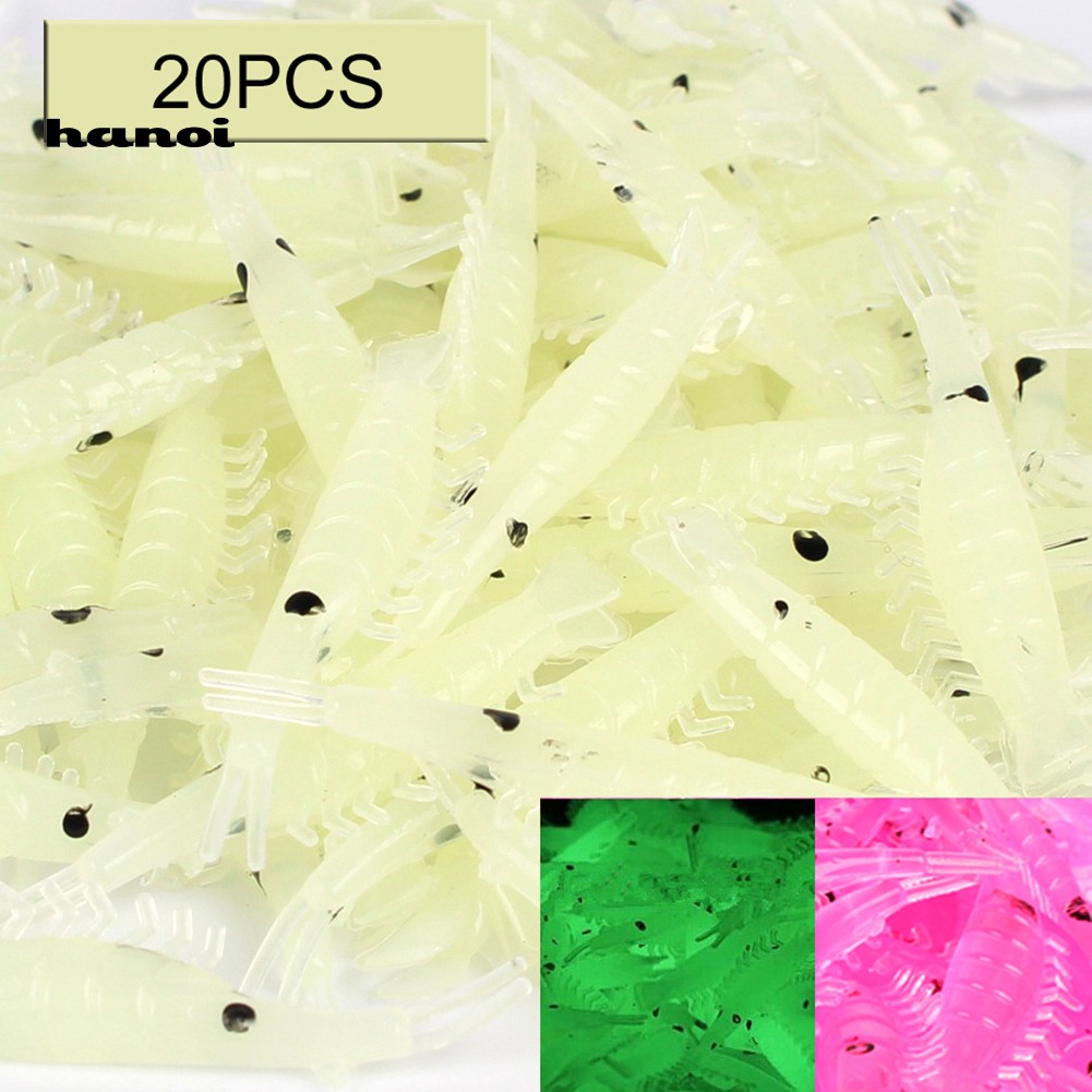 20 Mồi Tôm Giả Câu Cá Silicon 4cm